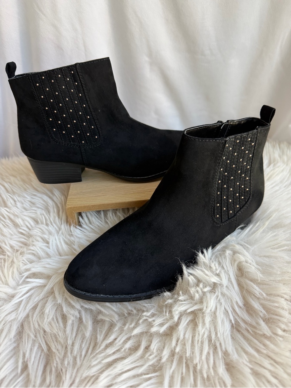 LC Lauren Conrad Black Studded Ankle Booties